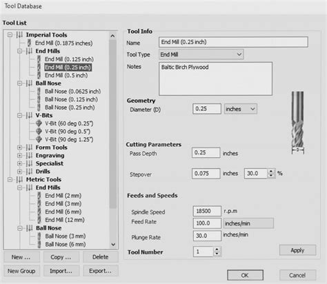 cnc router tool database